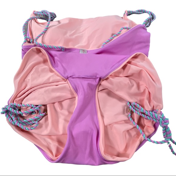 No Boundaries size Xl peach, teal, & lilac colored one piece bathing suit NWOT - Picture 6 of 9